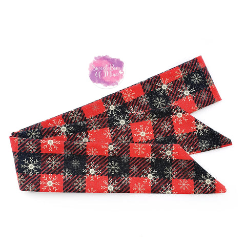 XMAS Wire Headwrap - Snowflake Red/Black {LARGE size only}